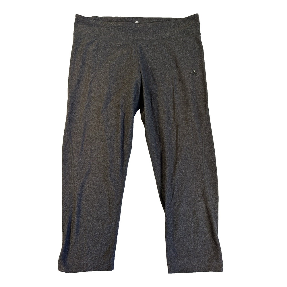 Adidas Climalite Women's Med Capri Leggings Gray Cropped Workout Pants Active